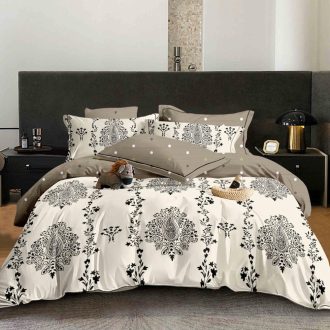 lenjerie crem cu ornamente maro